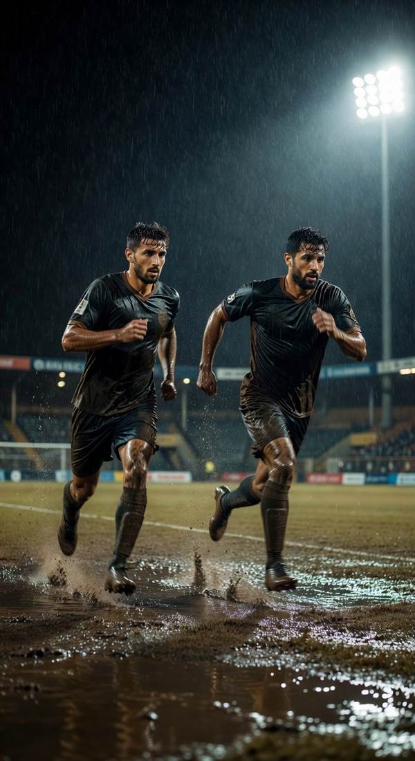 Rain Huddle — 4K football phone wallpaper