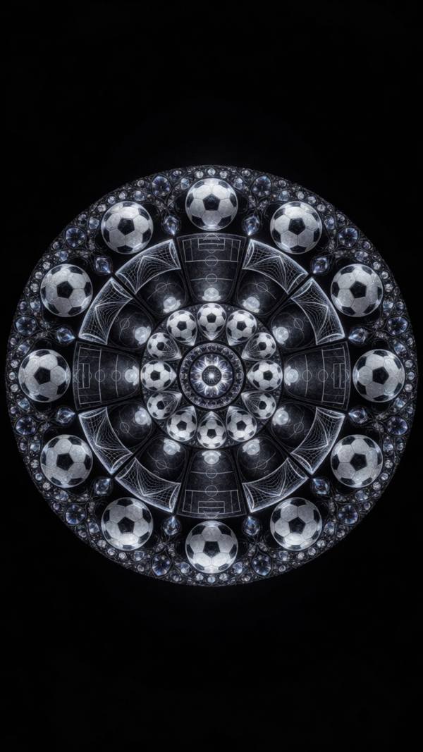 Silver Kaleidoscope — 4K football phone wallpaper